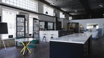Grand Design showroom backsplash displays